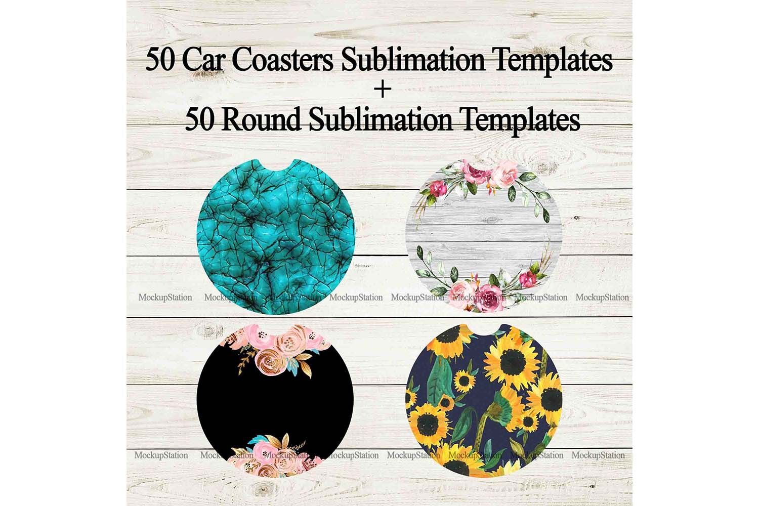 50 Car Coaster Sublimation Template Bundle Round Key Chain Design By Mockupstation Thehungryjpeg Com