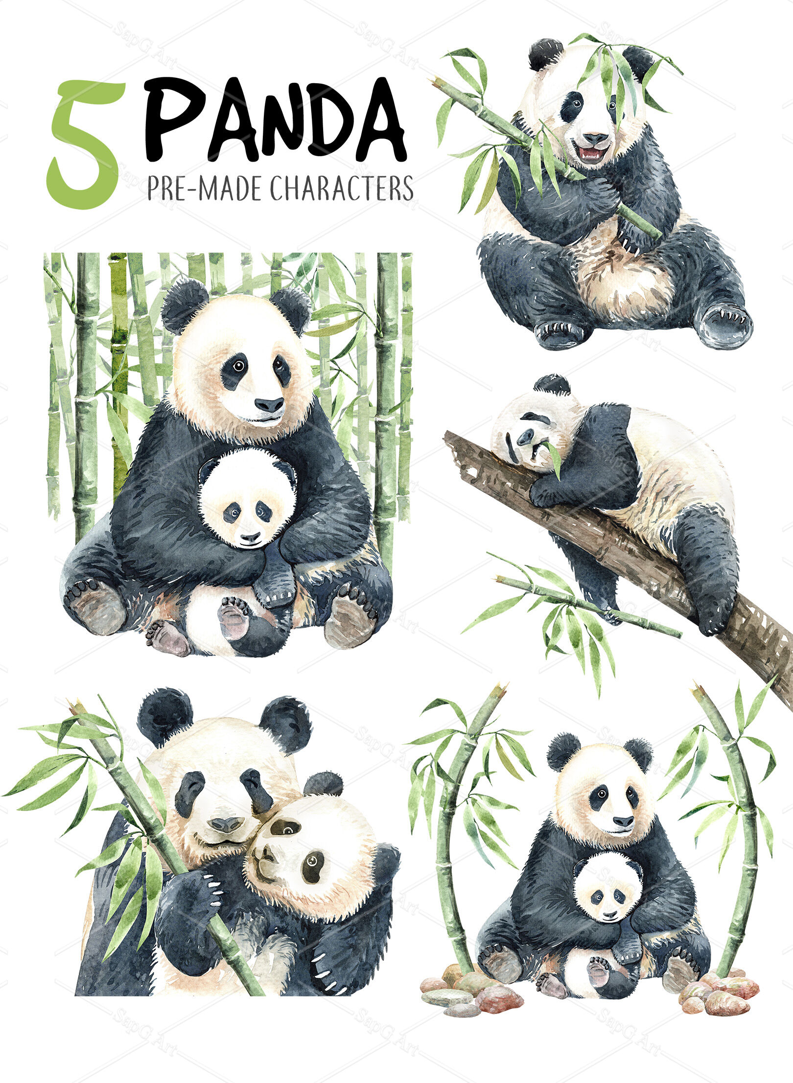 panda bamboo clipart