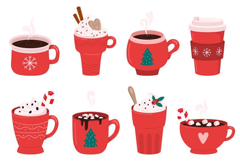 Christmas Holiday Coffee Mug Cocoa With Marshmallows Winter.