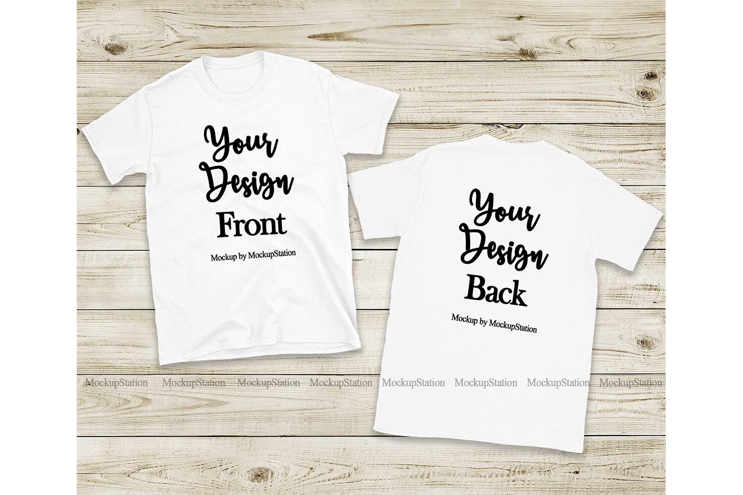 Download Front & Back White Tshirt Mockup, Gildan 64000 Shirt Mock ...