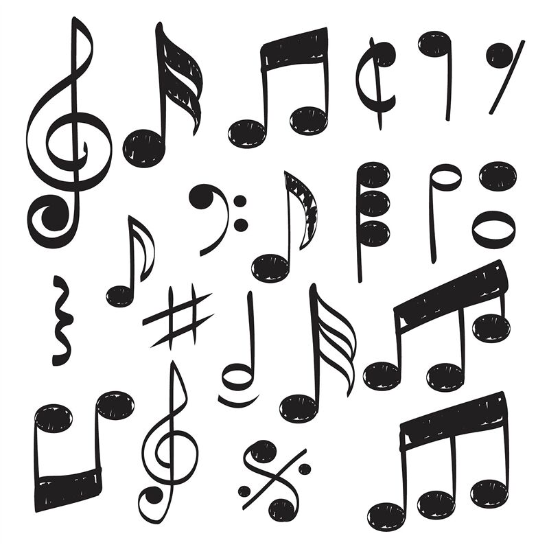 Music Note Doodles Sketch Musical Vector Hand Drawn Pictures Isolated By Onyx Thehungryjpeg Com