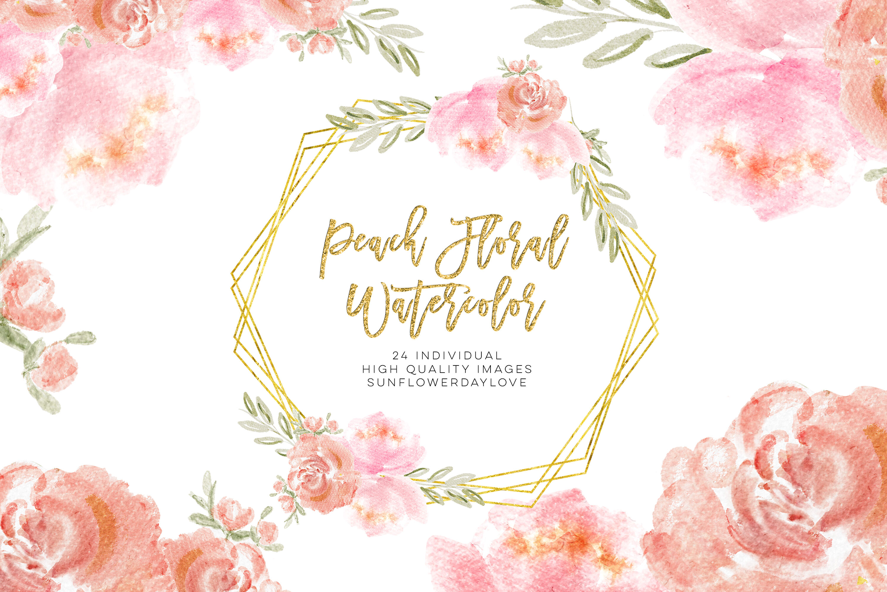 Download Peach Floral Watercolor Clip Art Blush Pink Floral Clip Art By Sunflower Day Love Thehungryjpeg Com