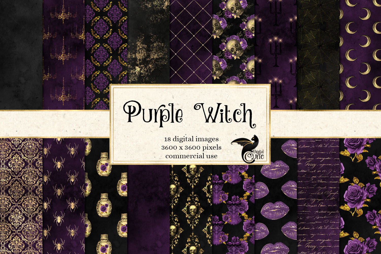 Purple Witch Digital Paper By Digital Curio Thehungryjpeg Com
