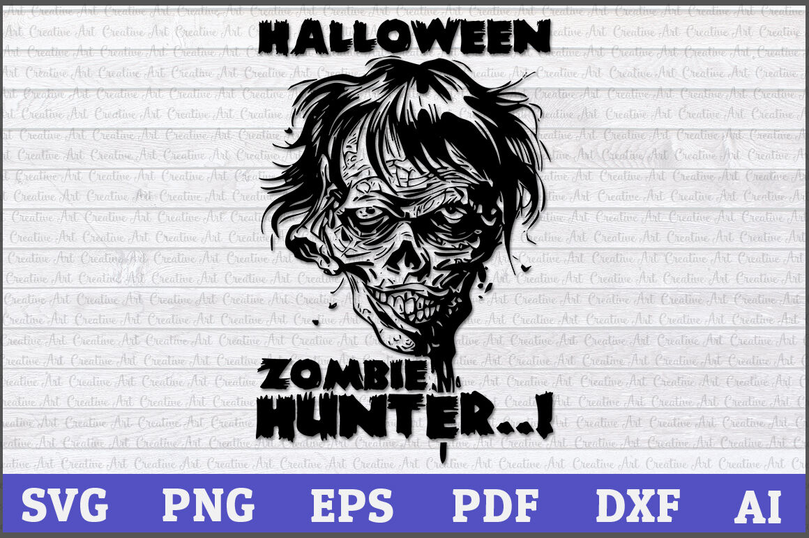 Halloween Zombie Hunter Svg Halloween Svg Zombie Svg Zombie Face Sv By Creative Art Thehungryjpeg Com
