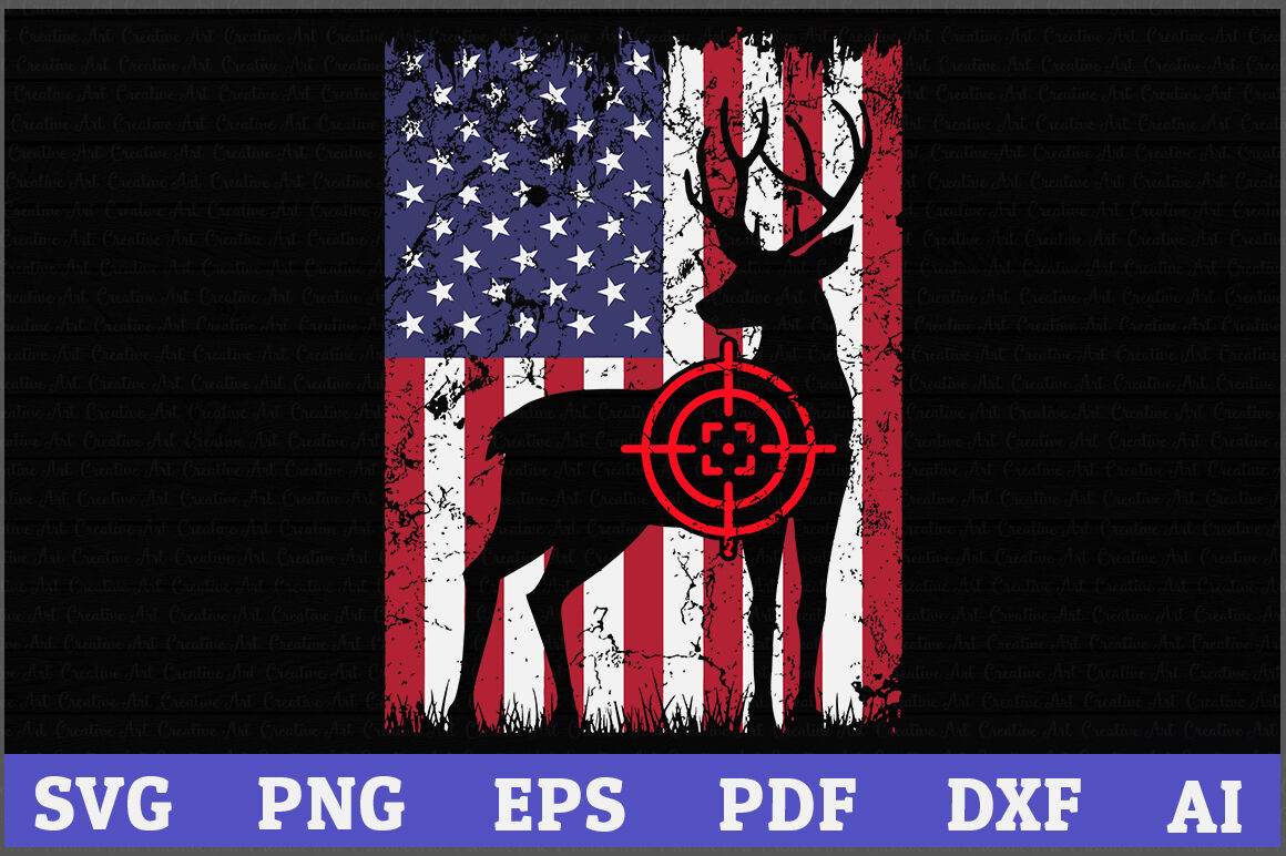 Deer Hunting American Flag Svg Design American Flag Svg Hunting Svg By Creative Art Thehungryjpeg Com