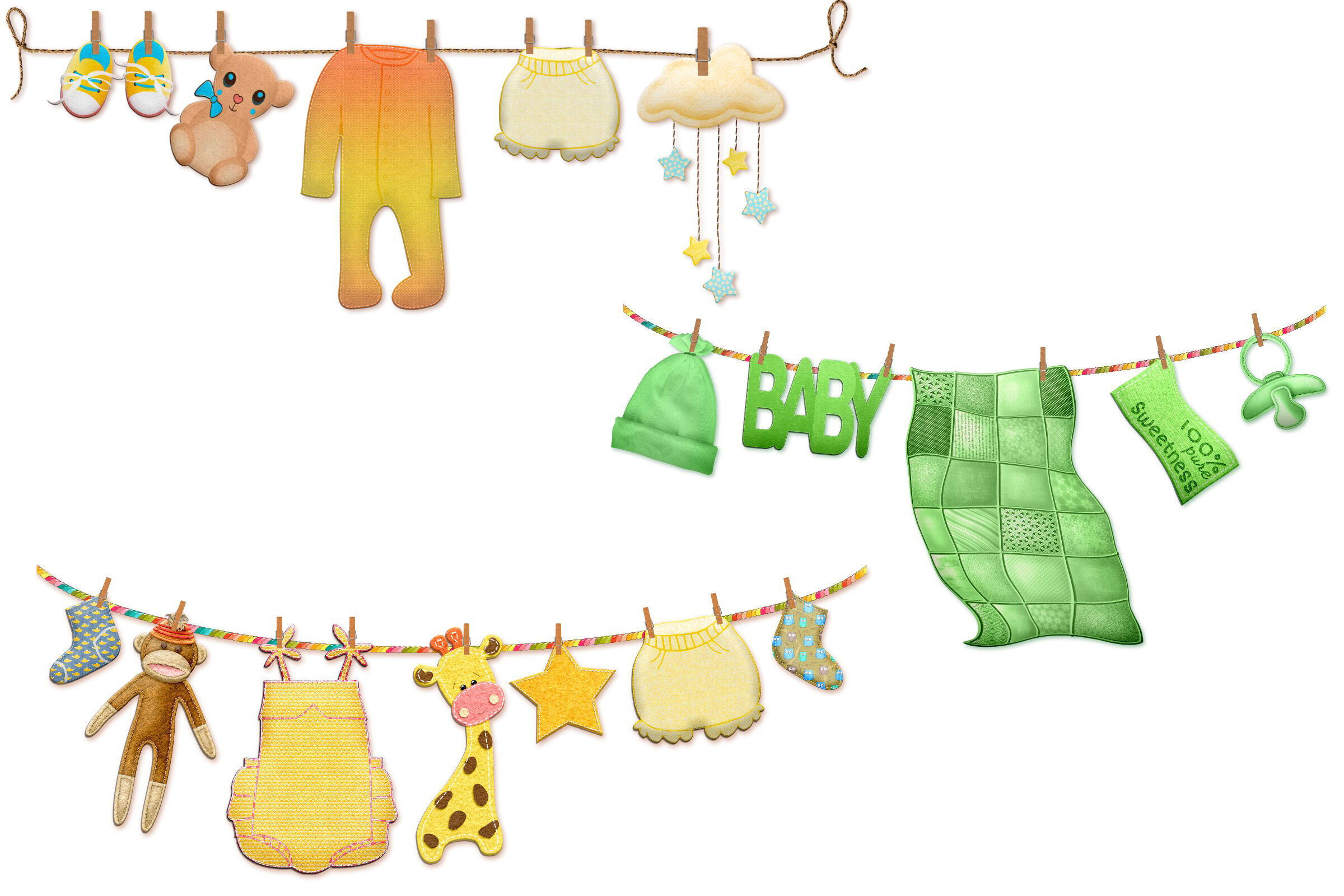 Baby Clothesline Unisex Boy or Girl ClipArt By Me and Ameliè ...