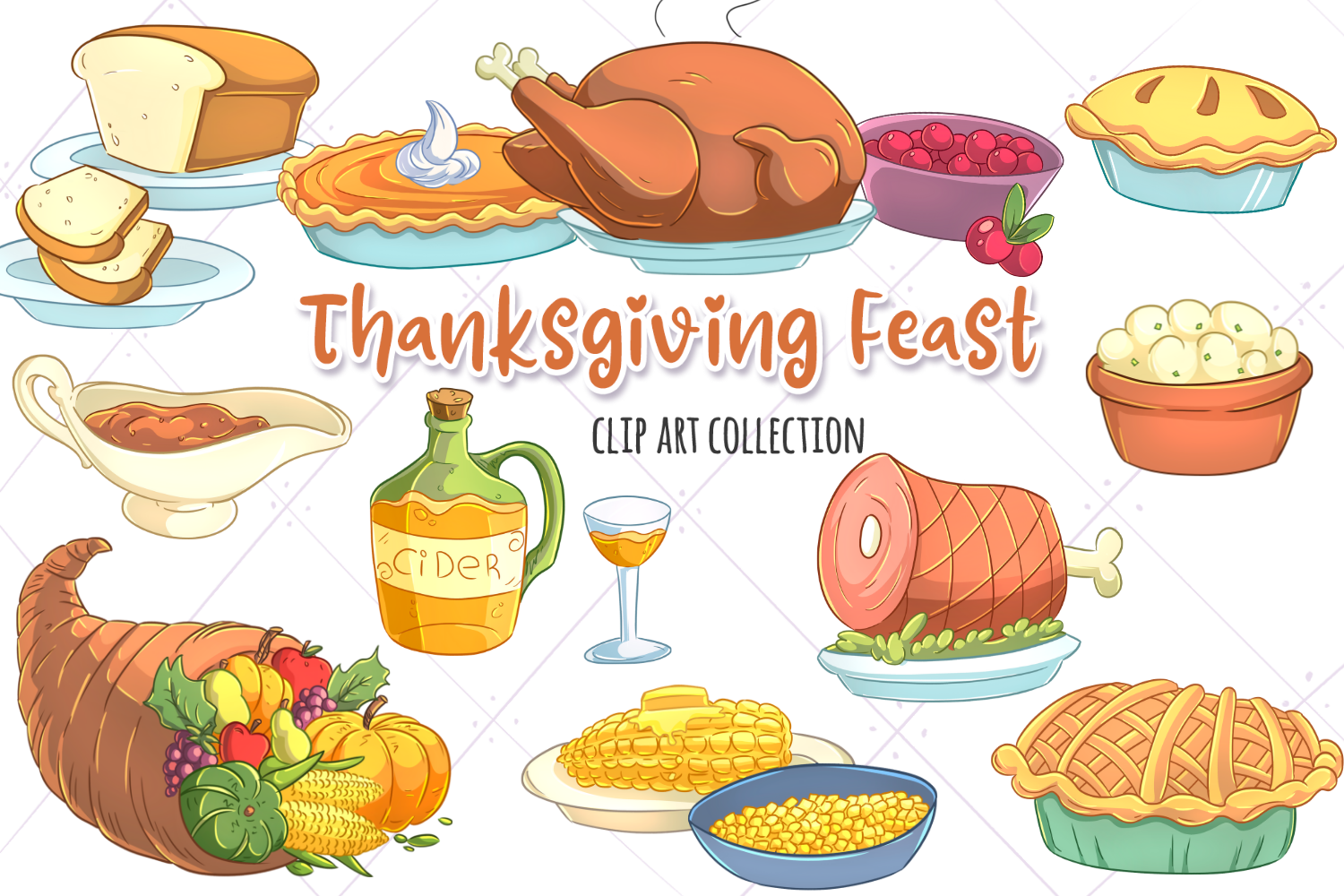 Thanksgiving Feast Clip Art Collection By Keepin It Kawaii TheHungryJPEG
