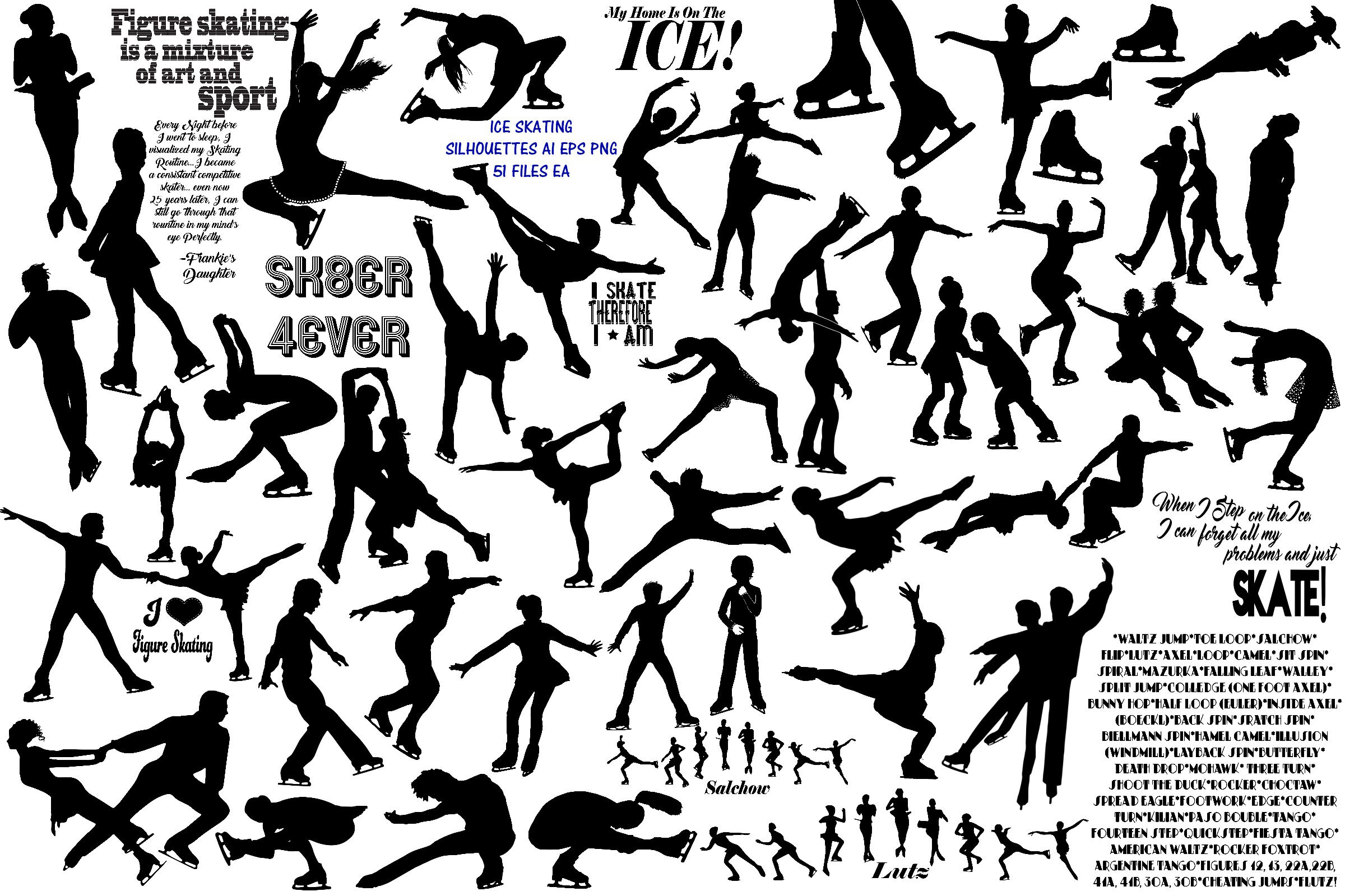 Ice Skating Silhouettes Ai Eps Png By Me And Amelie Thehungryjpeg Com