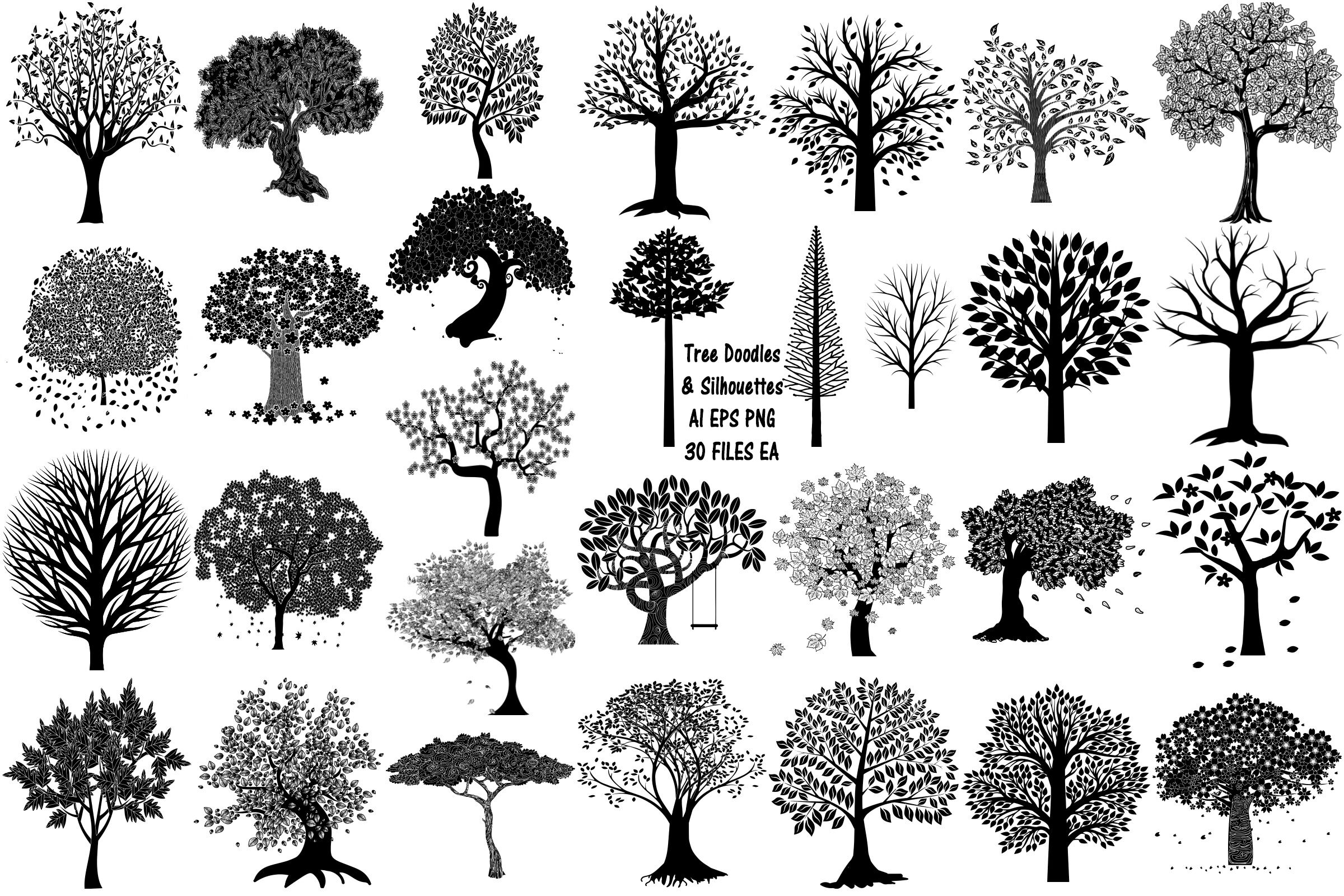 Tree Silhouettes Ai Eps Png By Me And Amelie Thehungryjpeg Com