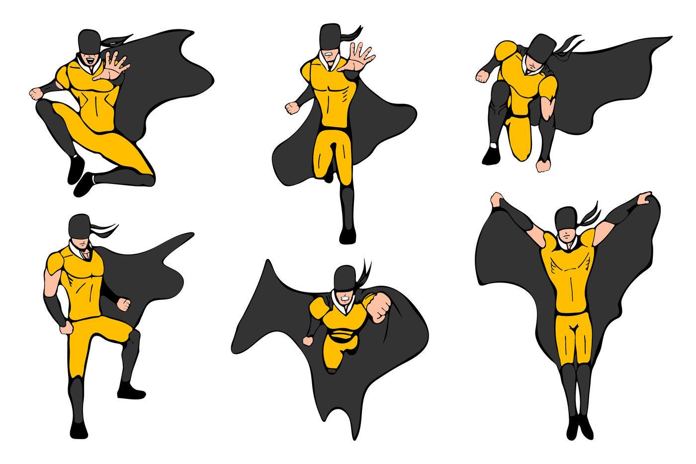 Superhero models in various poses. By ExpressShop | TheHungryJPEG