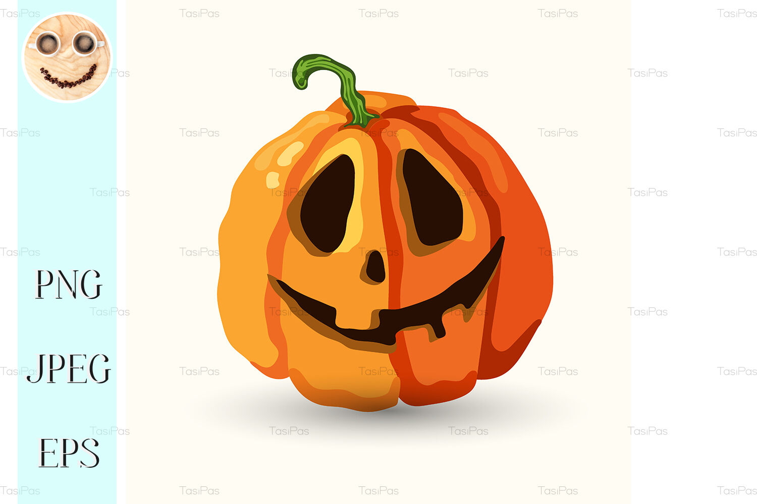 Halloween Smiling Spooky Face Pumpkin On White By Tasipas Thehungryjpeg Com