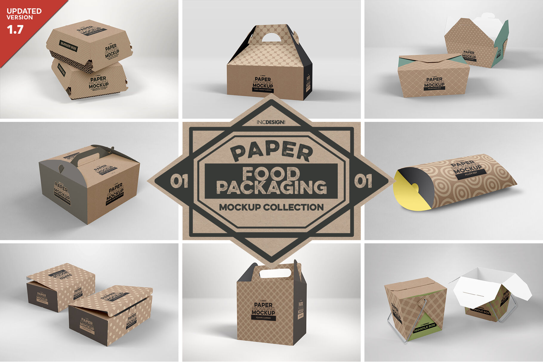 Download Vol 1 Paper Food Box Packaging Mockup Collection By Inc Design Studio Thehungryjpeg Com