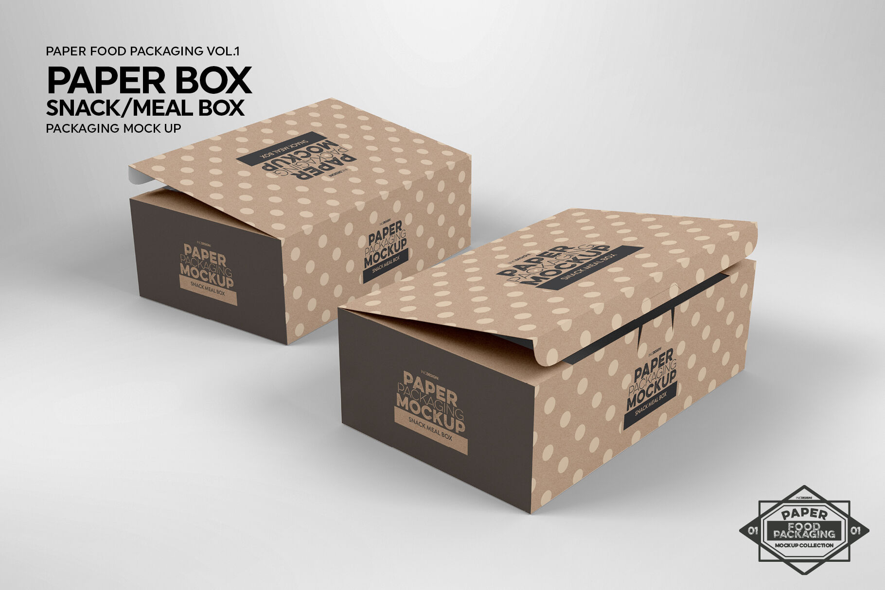 VOL 1: Paper Food Box Packaging Mockup Collection By INC Design Studio