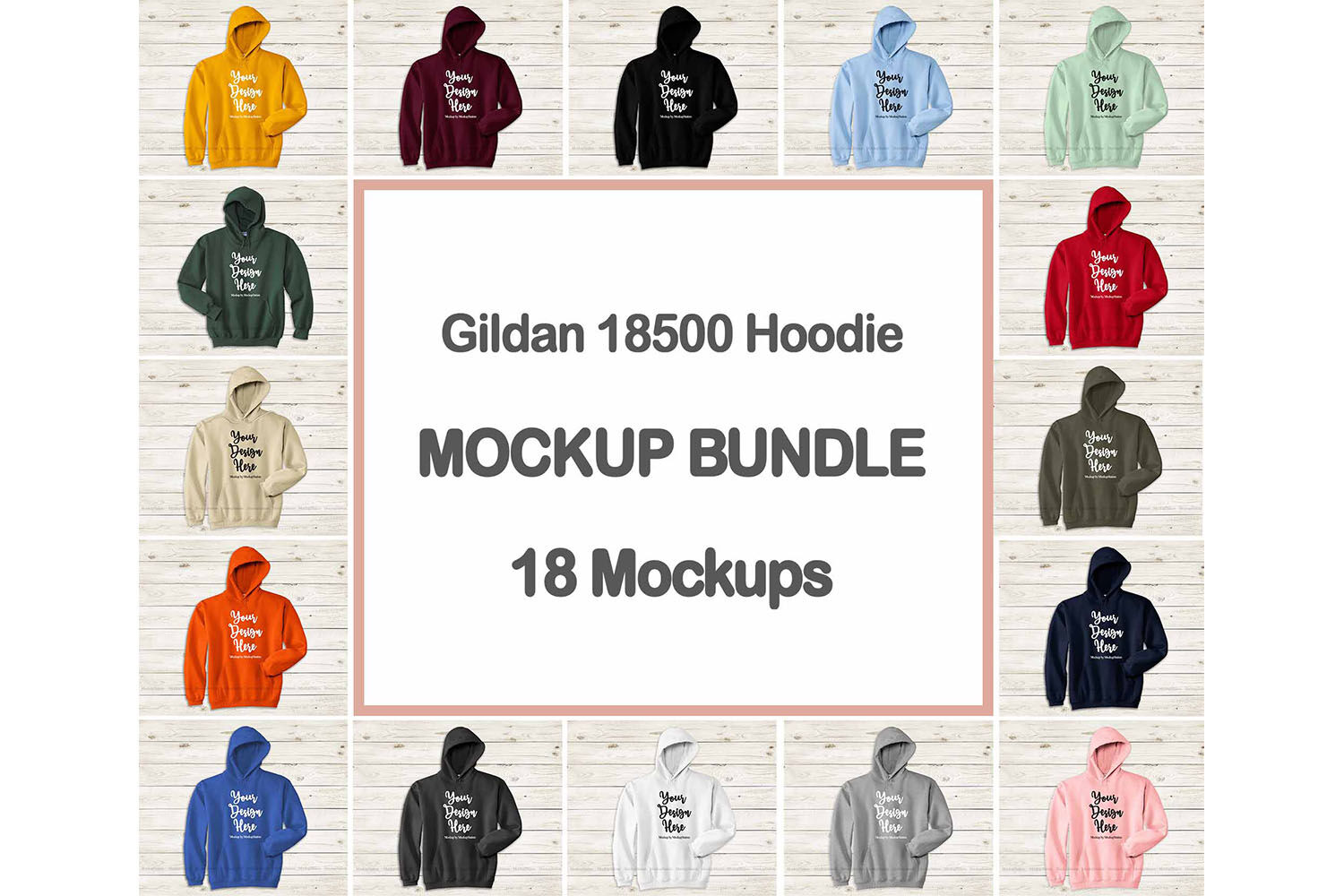 Hoodie Mockup Bundle, Gildan 18500 Hooded Sweatshirt Mock ...