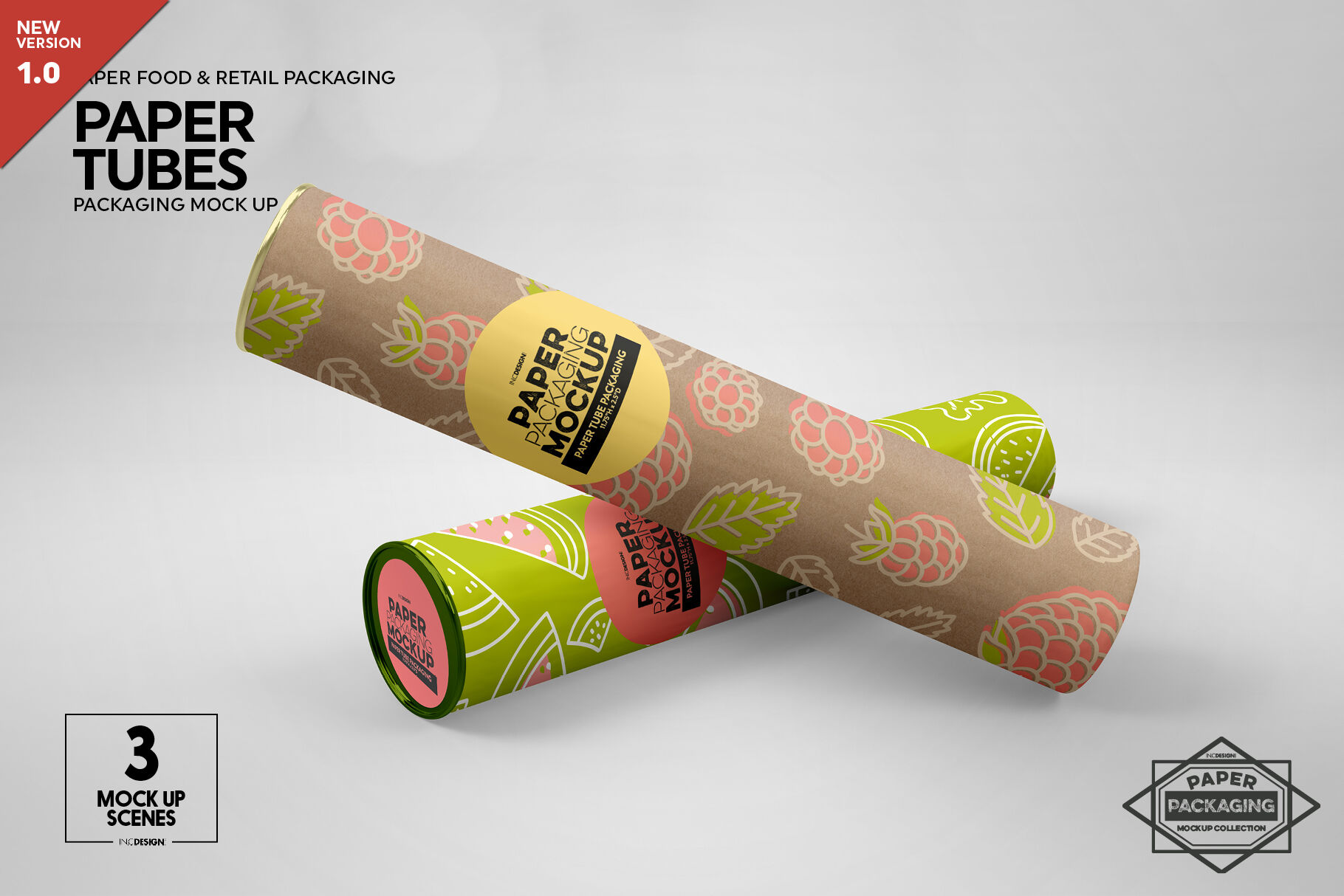 Download Paper Tube Packaging Mockup By INC Design Studio | TheHungryJPEG.com