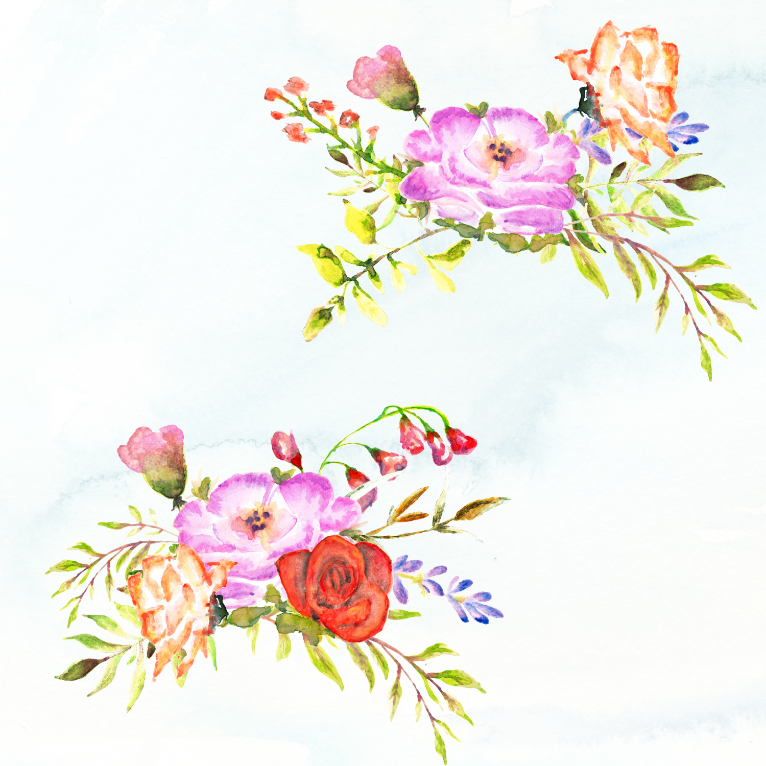 Watercolor Bouquets and Flowers, Blush florals bouquets, Watercolor We ...