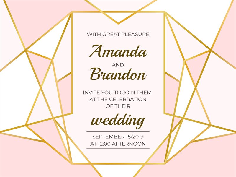 Golden Polygonal Frame Elegant Wedding Invitation Border Line Luxury By Spicytruffel Thehungryjpeg Com