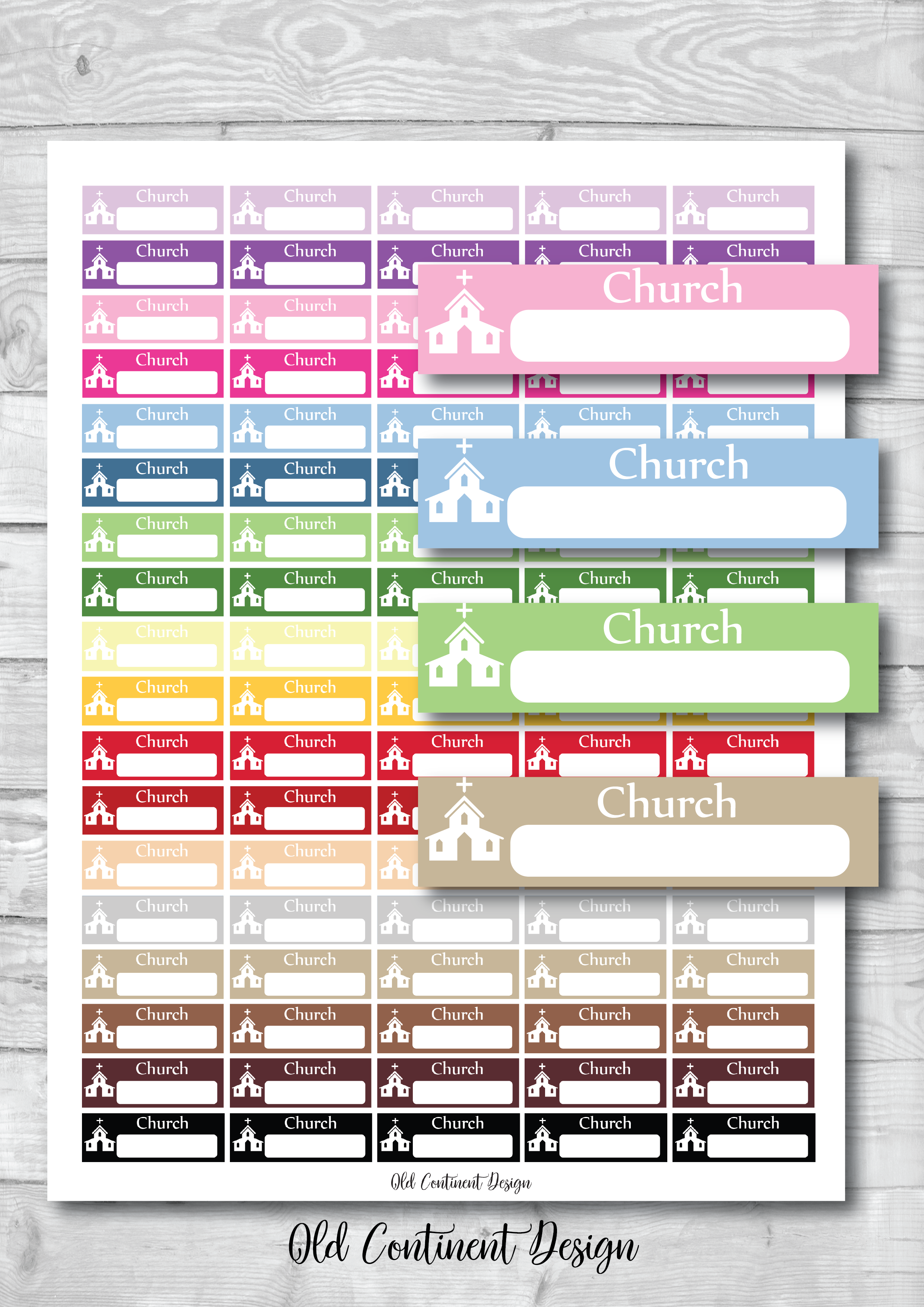 Church Planner Sticker Church Tracker Church Stickers Church Header By Old Continent Design Thehungryjpeg Com