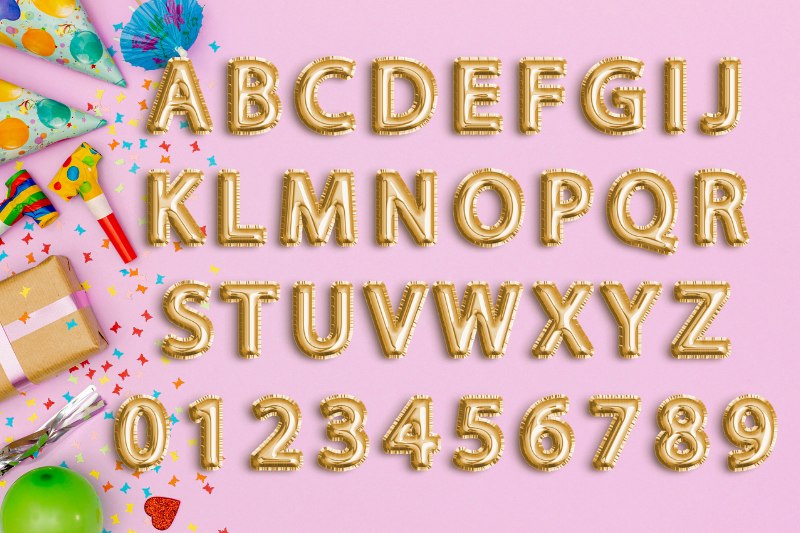 Gold Foil Balloon Letters Clipart Digital Gold Balloons Alphabet By Old Continent Design Thehungryjpeg Com