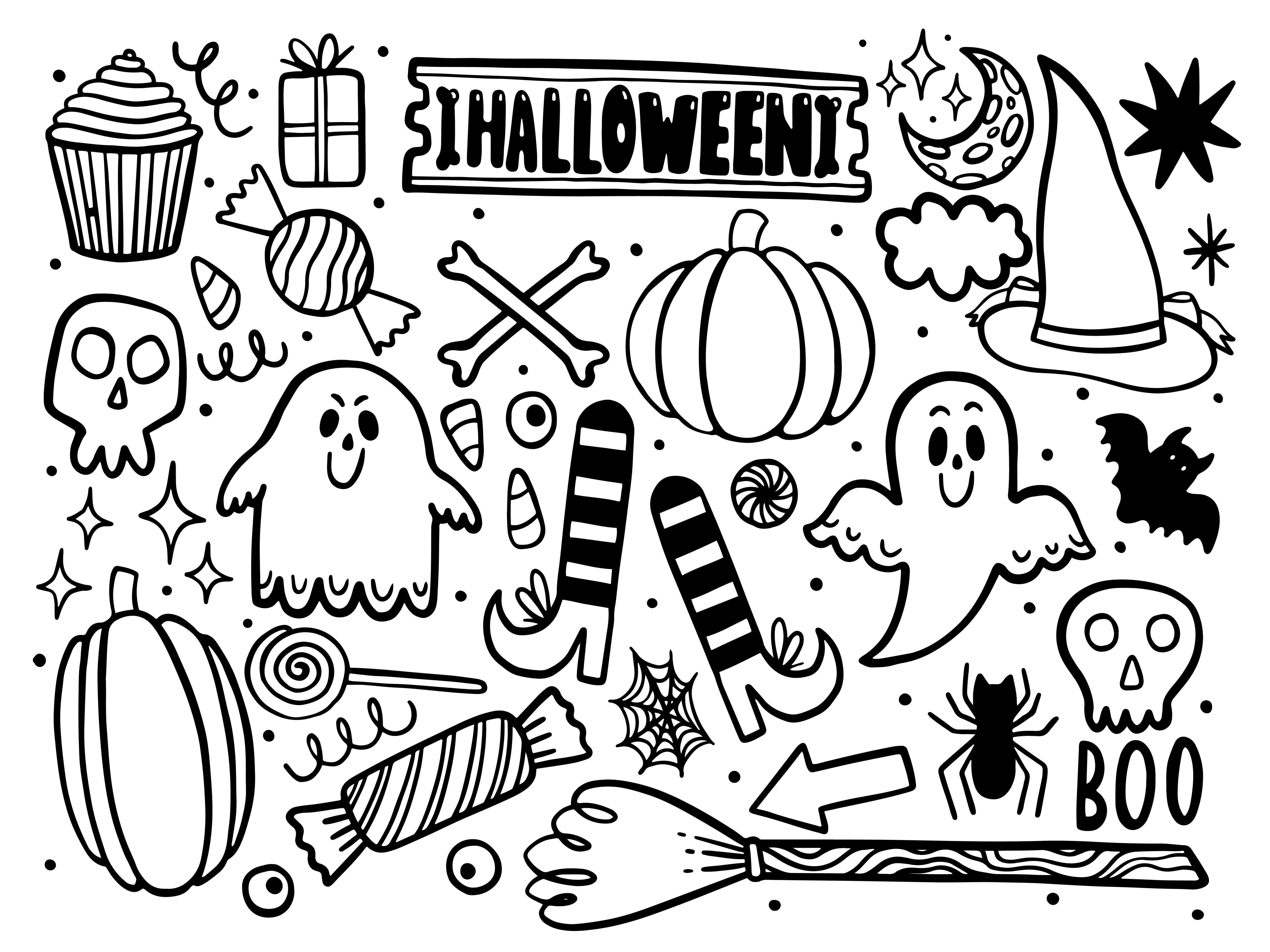 Halloween set outline By Arina Pictures TheHungryJPEG