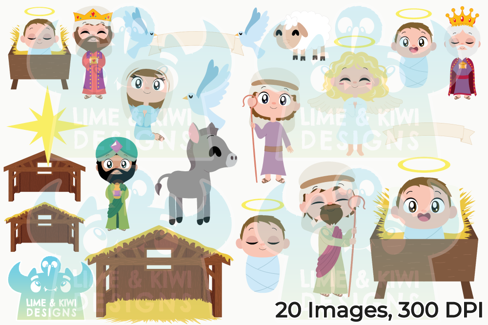 Christmas Nativity Clipart, Instant Download Vector Art By Lime and ...