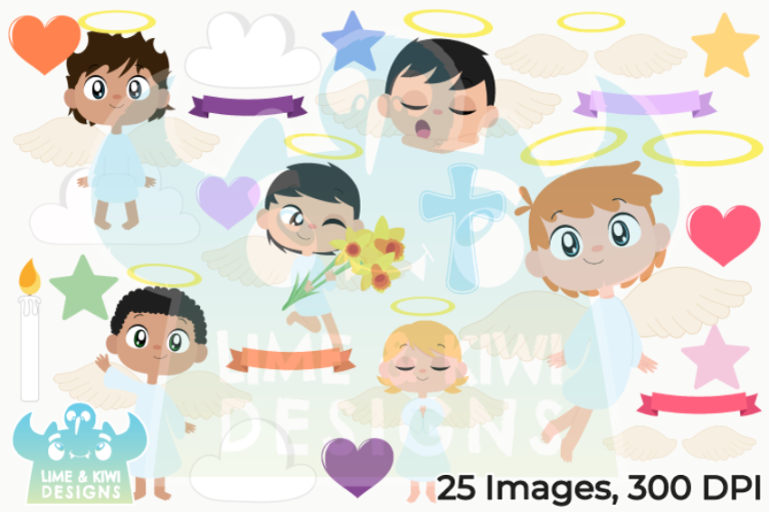 Angel Boys Clipart, Instant Download Vector Art By Lime and Kiwi ...