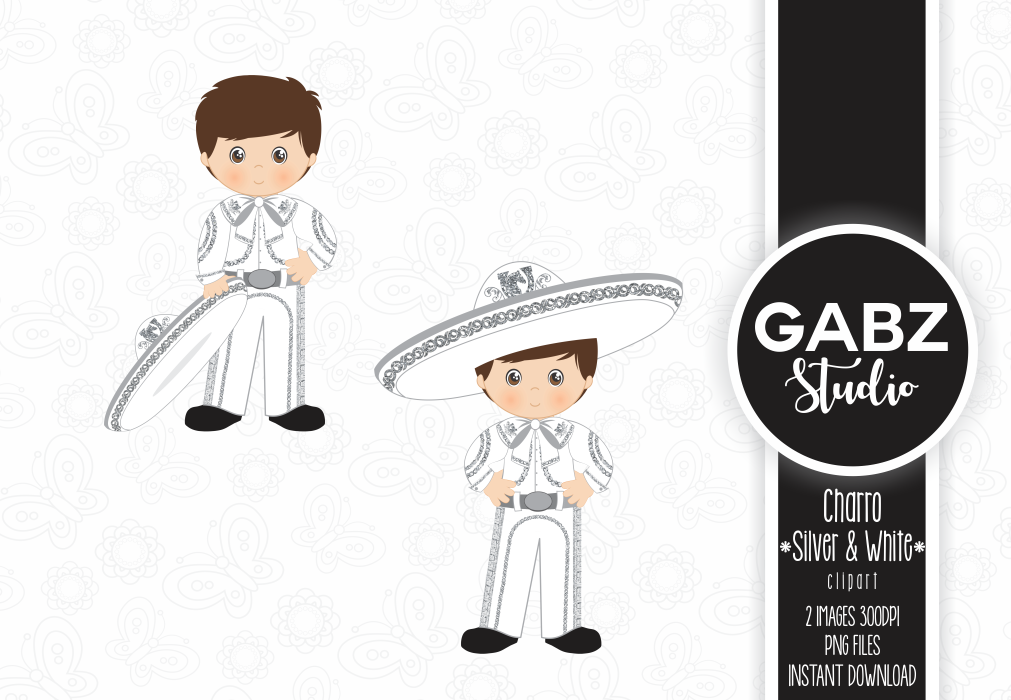 Charro Silver And White Clipart By Gabz Studio Thehungryjpeg Com