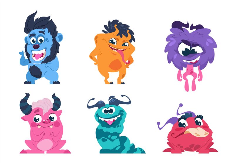 Cartoon monsters. Funny and scary trolls ghosts goblins and aliens wit By  SpicyTruffel | TheHungryJPEG