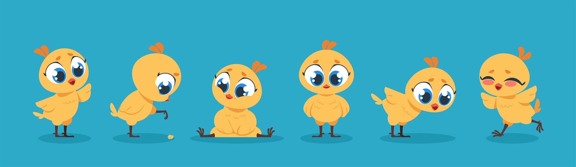 Cute baby chicken. Cartoon chick bird character, funny poultry animal By  SpicyTruffel | TheHungryJPEG