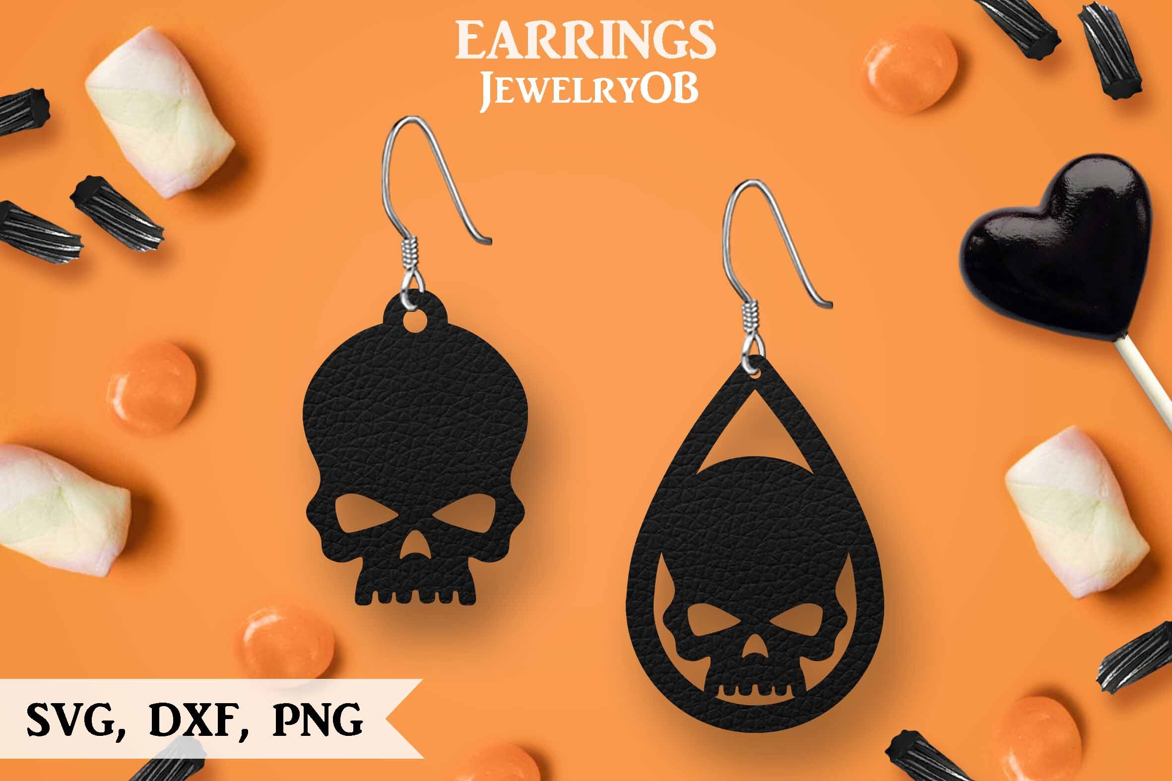 Download Halloween Earrings Svg Cut File Teardrop Skull By Design Time Thehungryjpeg Com