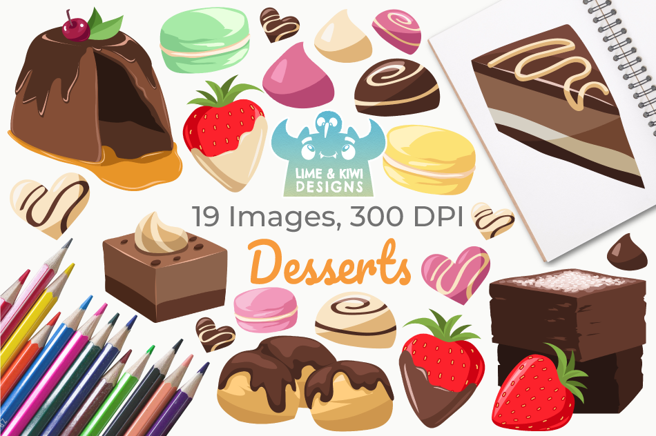 Desserts Clipart Instant Download Vector Art Commercial Use By Lime And Kiwi Designs Thehungryjpeg Com