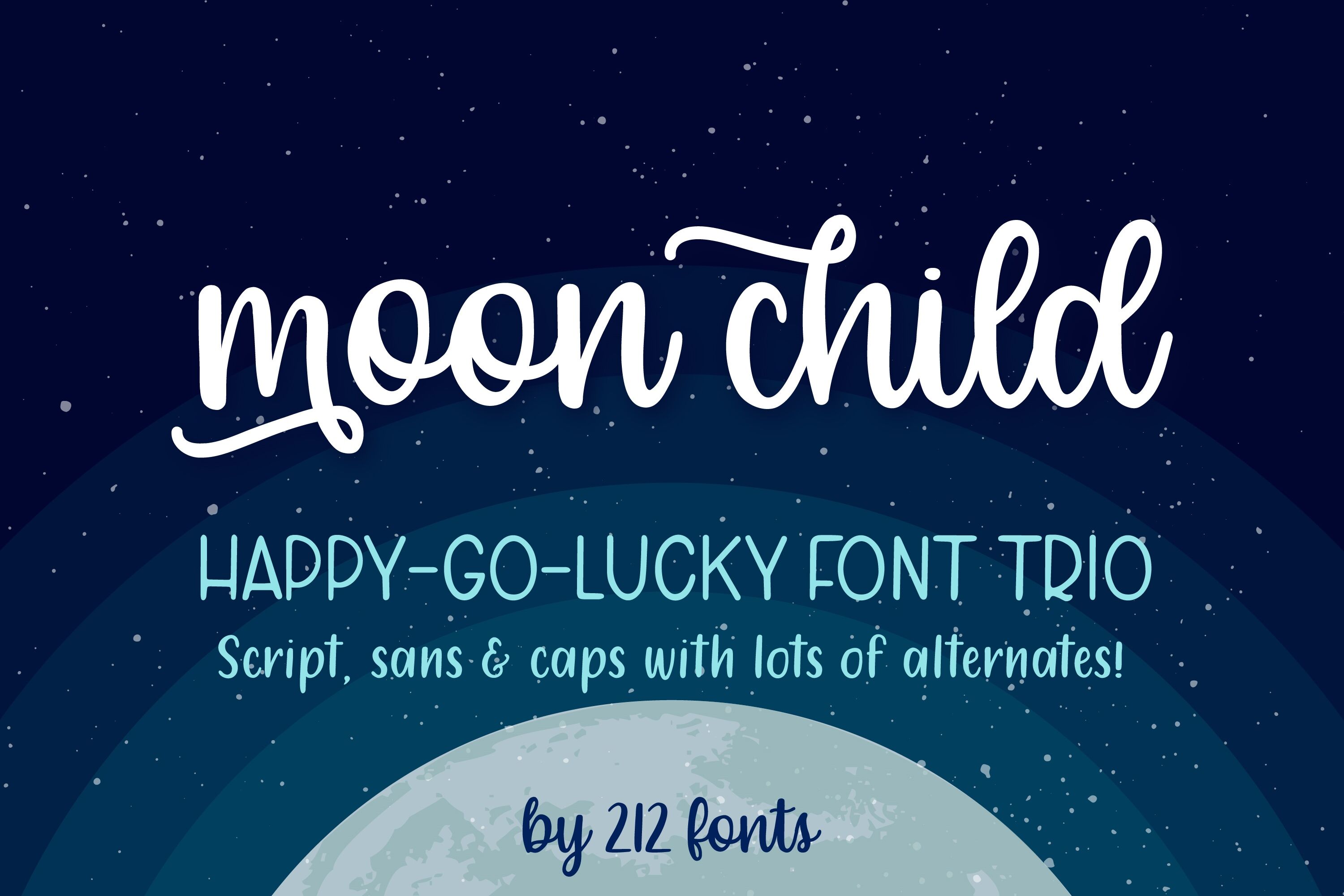 Moon Child Handwritten Font Trio Including Script Sans And Caps Fonts By 212 Fonts Thehungryjpeg Com