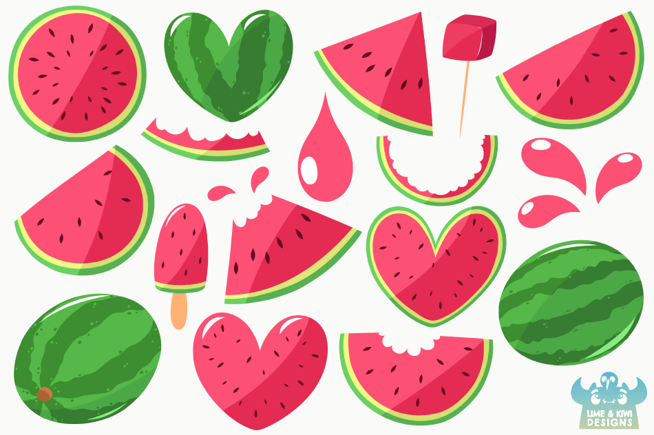 Watermelon Clipart Instant Download Vector Art By Lime And Kiwi Designs Thehungryjpeg Com