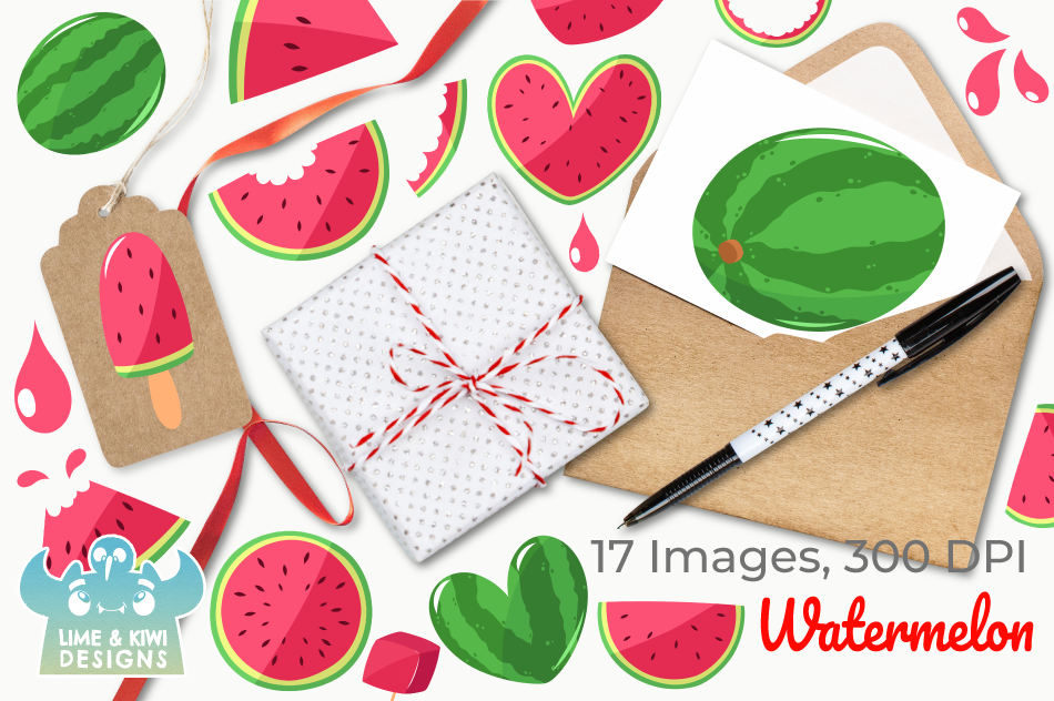 Watermelon Clipart Instant Download Vector Art By Lime And Kiwi Designs Thehungryjpeg Com