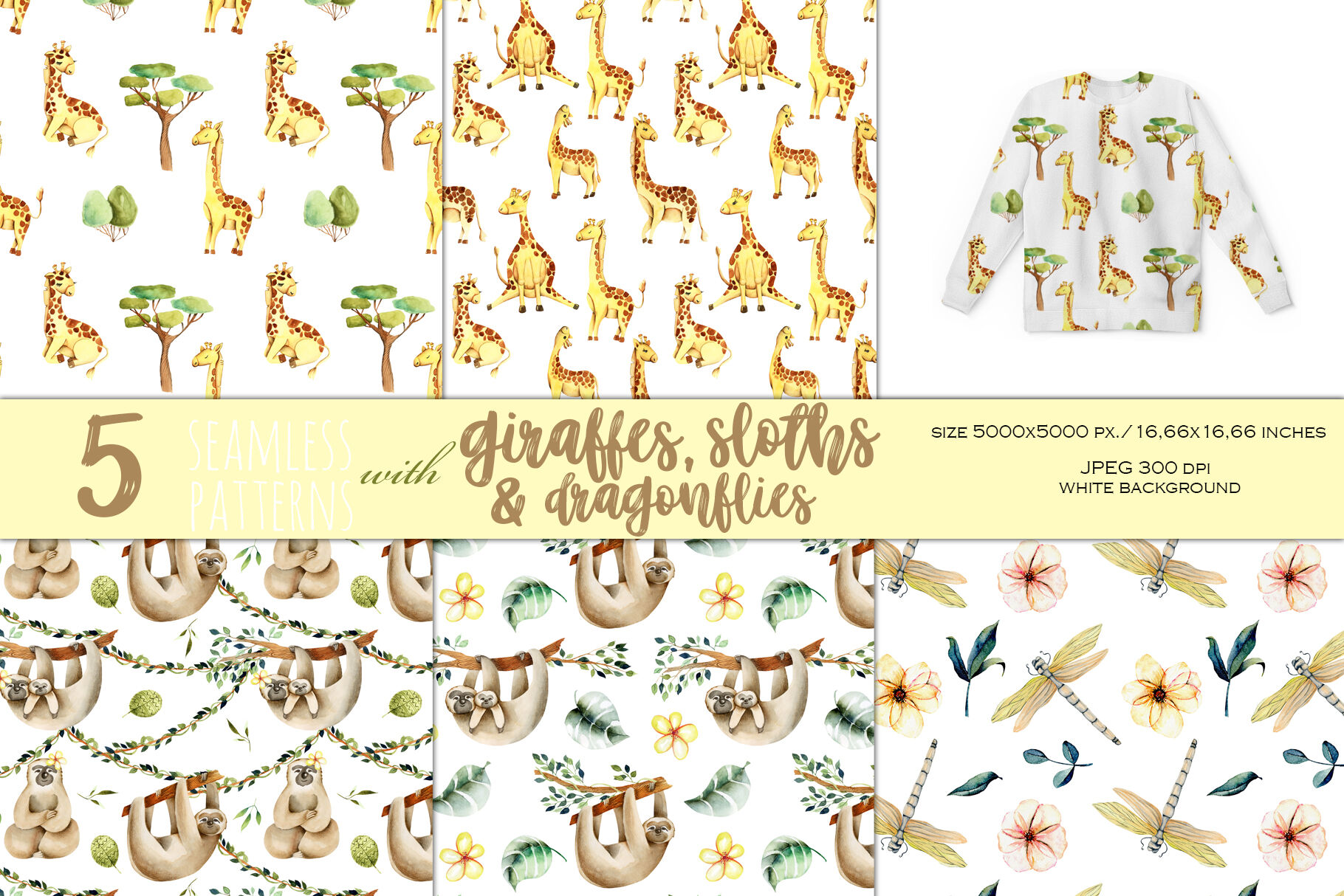 33 Patterns with Animals By HappyWatercolorShop | TheHungryJPEG