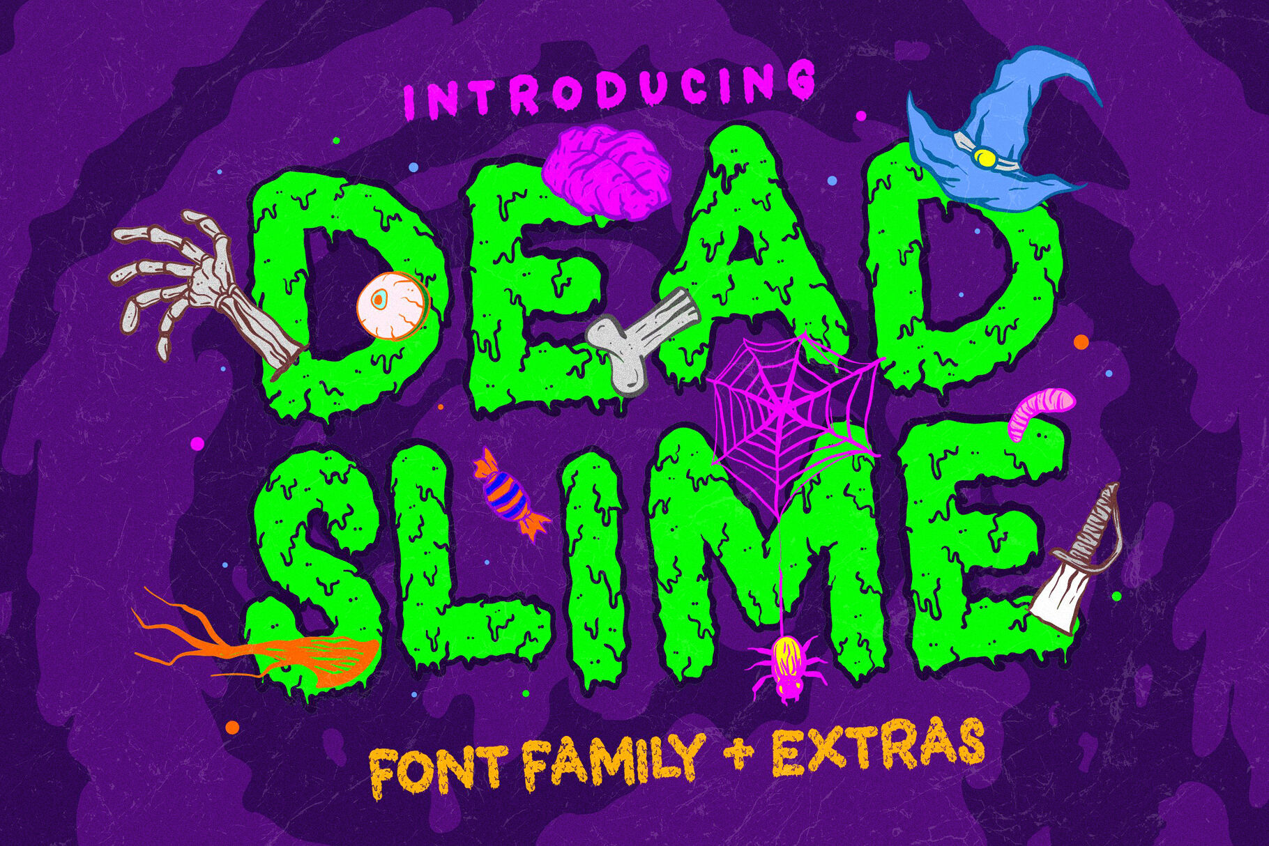 Dead Slime 6 Fonts Extras 50 Illustrations By 160 Studio Thehungryjpeg Com