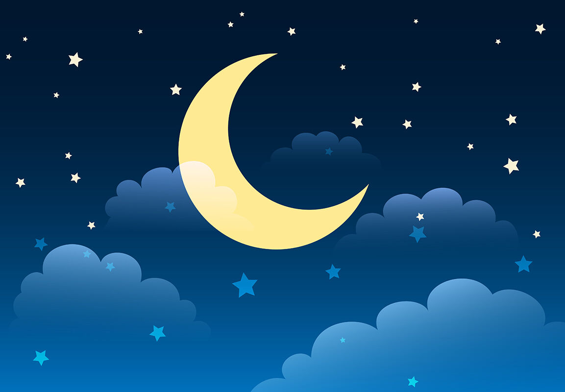 Starry Night Sky Cartoon Background. Vector Illustration. By Olena1983