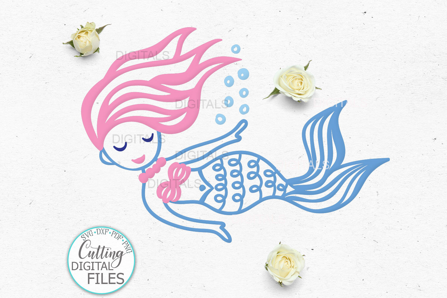 Cute Little Mermaids Bundle Cricut Silouette Svg Templates By Kartcreation Thehungryjpeg Com