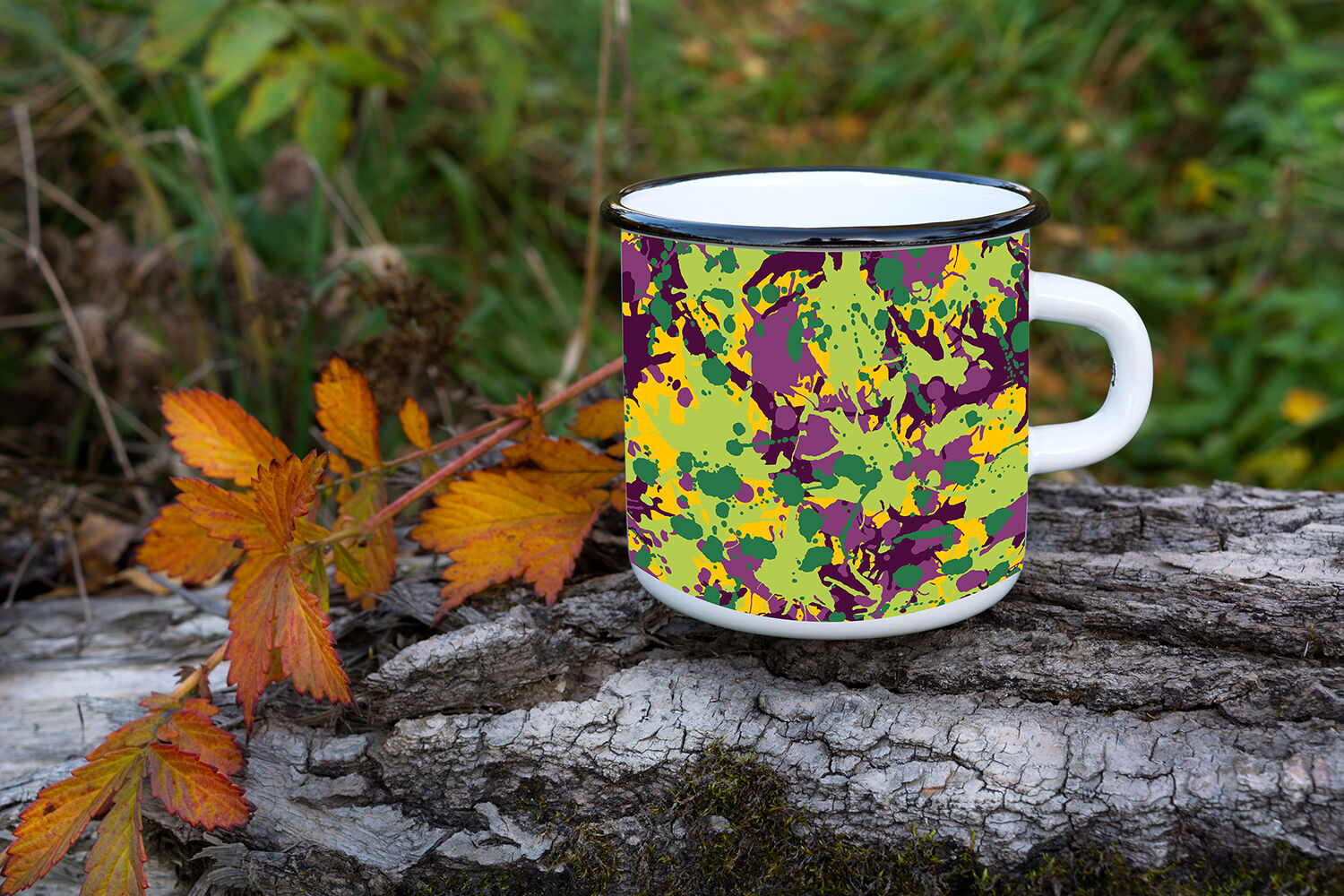 Download White campfire mug mockup with orange leaf By TasiPas ...