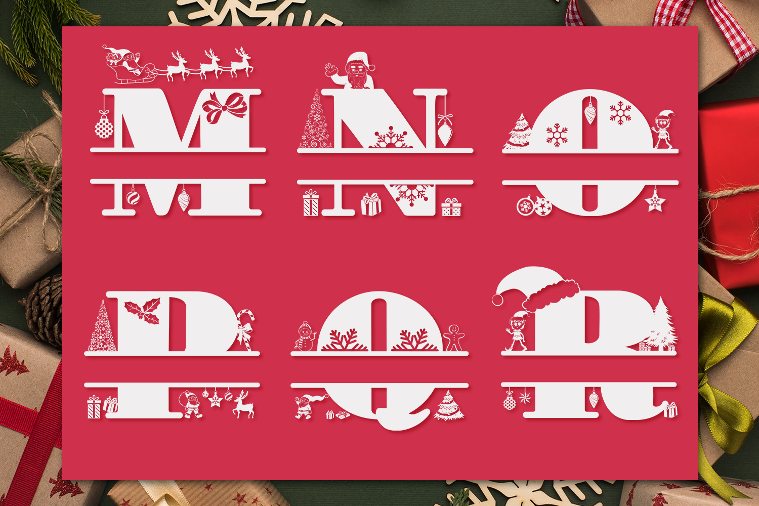 Download Christmas Monogram Letters | Christmas Split Letters By ...