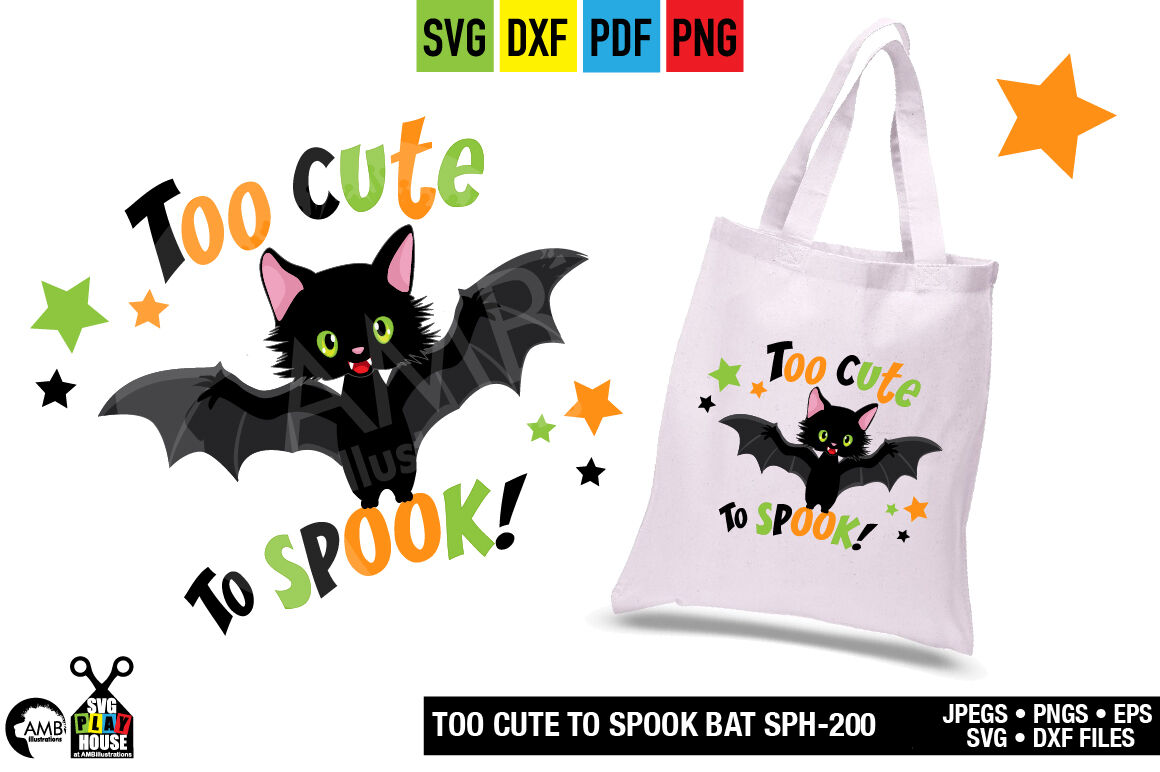 Too Cute To Spook Svg Bat Stars Halloween Trick Or Treat Sph 200 By Ambillustrations Thehungryjpeg Com