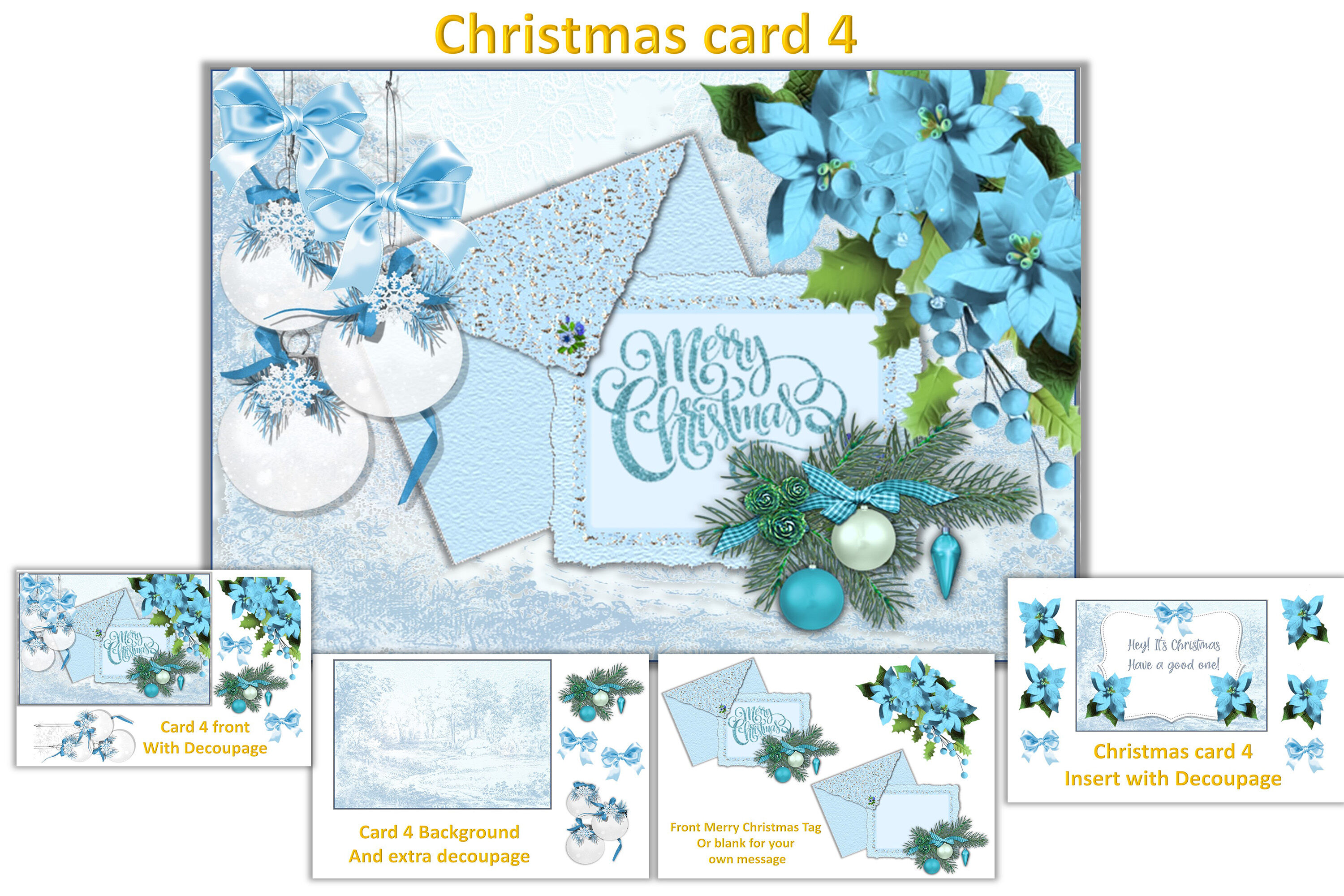 Christmas Card Making Kit Printable and With Free Clipart By The Paper  Princess | TheHungryJPEG.com