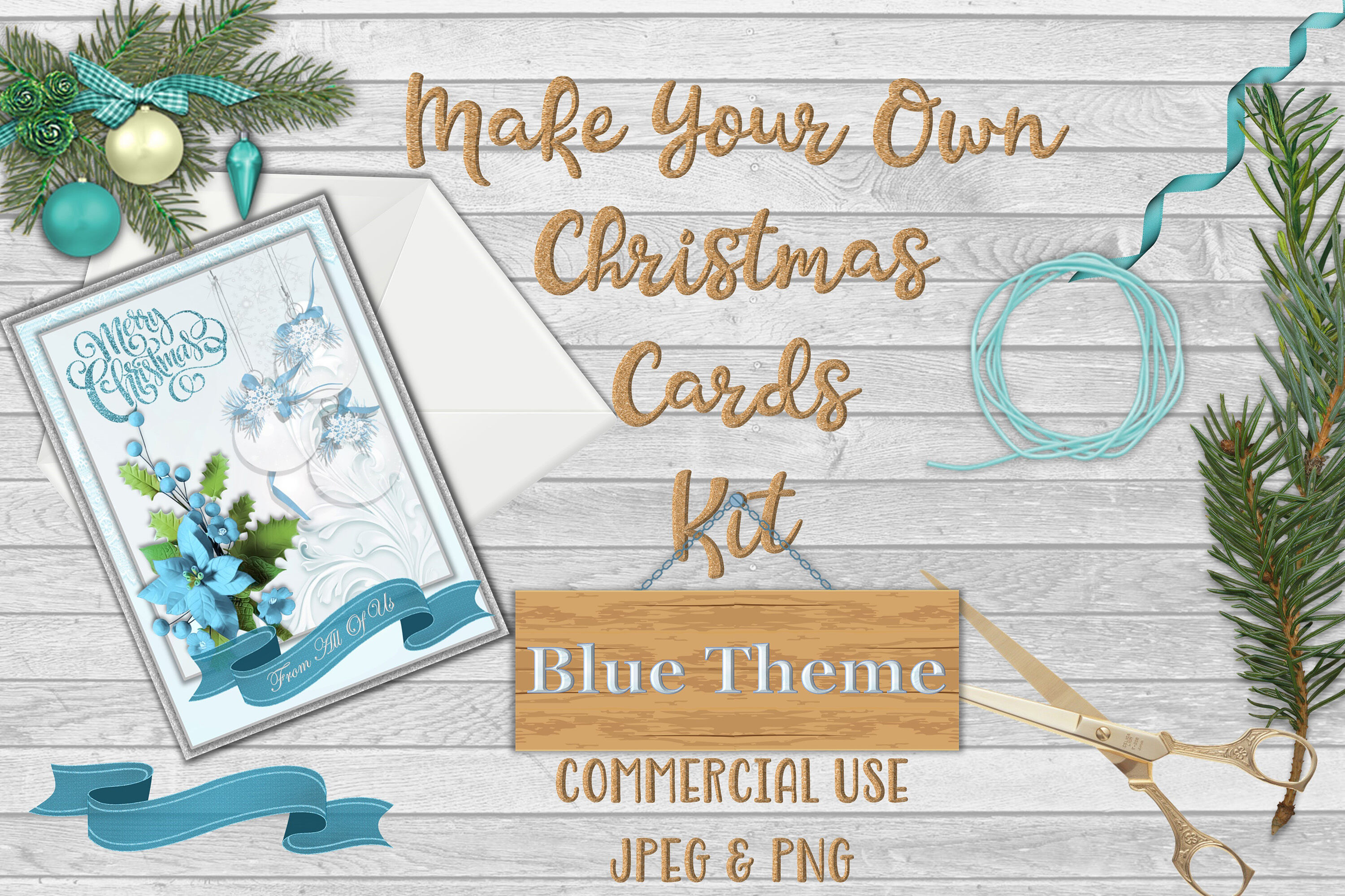 Christmas Card Making Kit Printable And With Free Clipart By The Paper Princess Thehungryjpeg Com