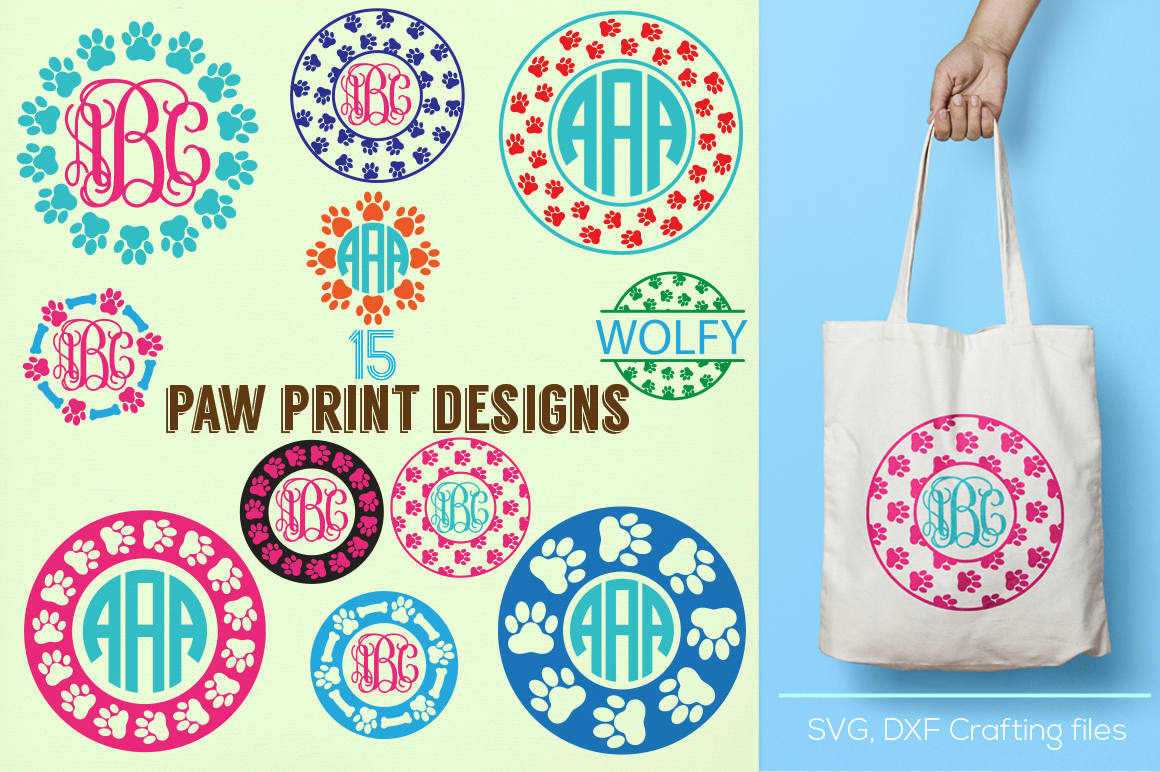 Download Paw Print monogram frames svg, cricut paws svg,animal svg ...