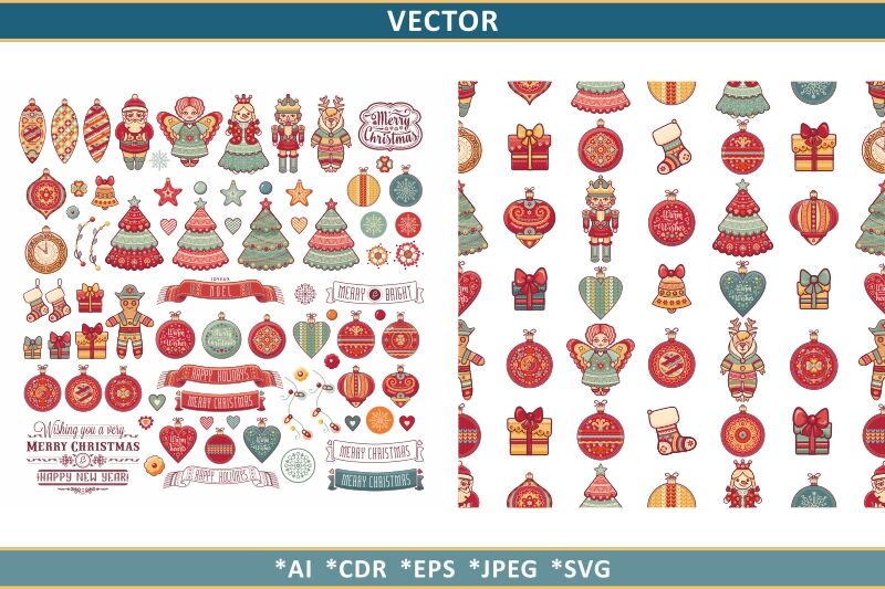 Christmas Clipart And Seamless Pattern By Zoya Miller Thehungryjpeg Com