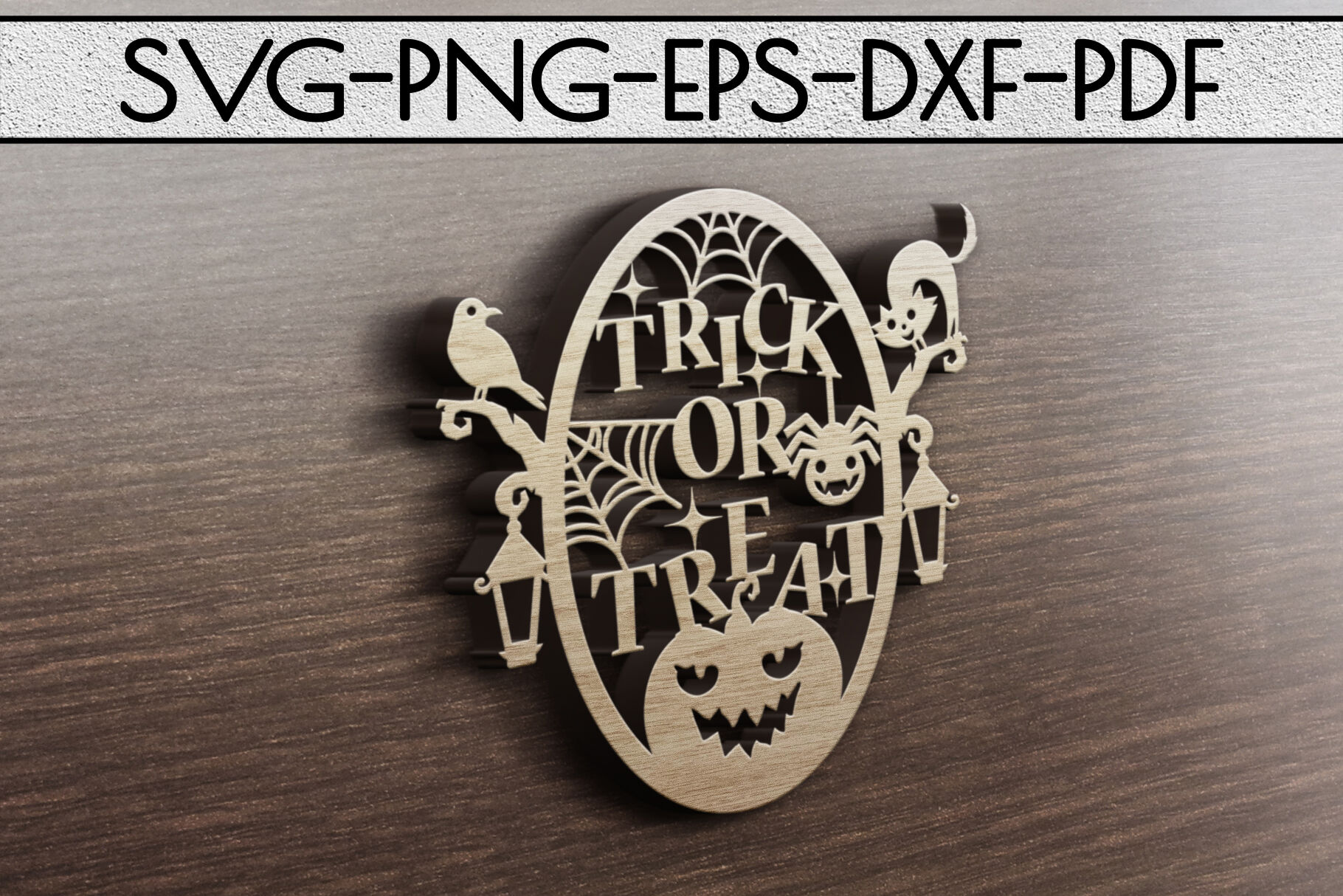 Trick Or Treat Papercut Template Halloween Decor Svg Pdf By Mulia Designs Thehungryjpeg Com