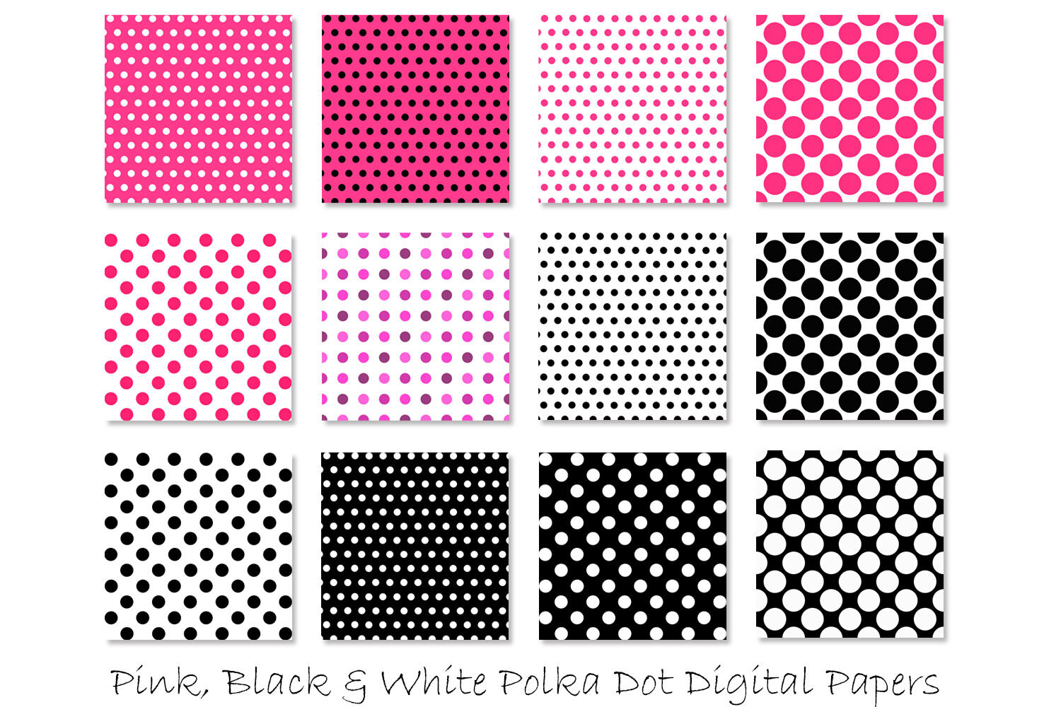 pink black and white polka dots