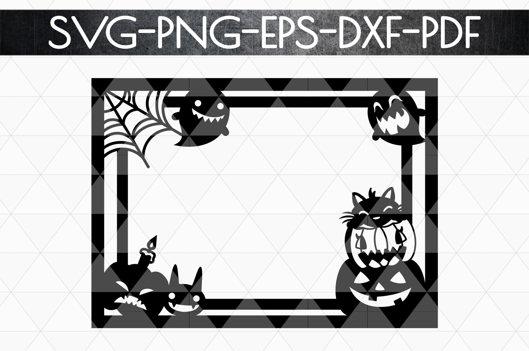 Halloween Photo Frame Papercut Template Spooky Svg Dxf Pd By Mulia Designs Thehungryjpeg Com