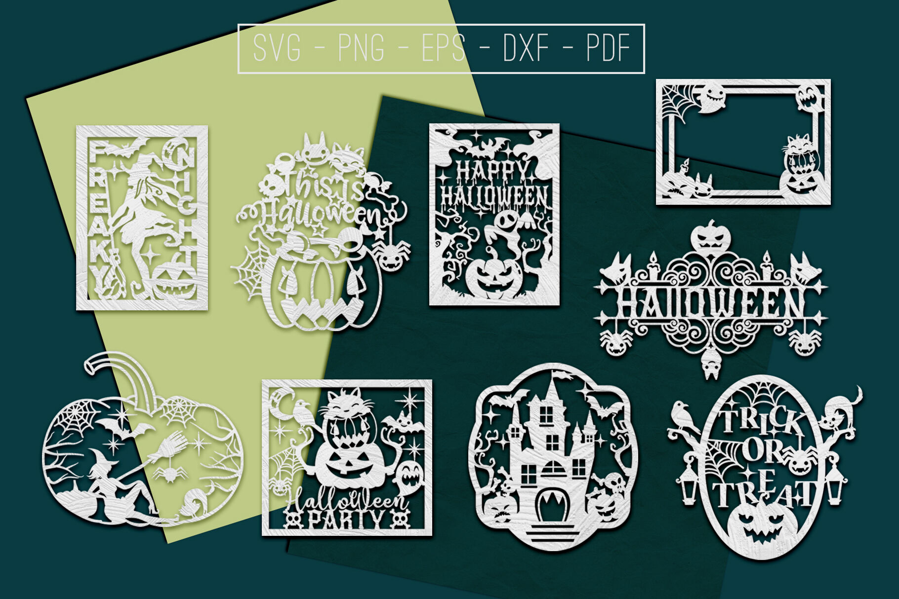 Happy Halloween Papercut Templates Bundle Spooky Pdf Svg By Mulia Designs Thehungryjpeg Com