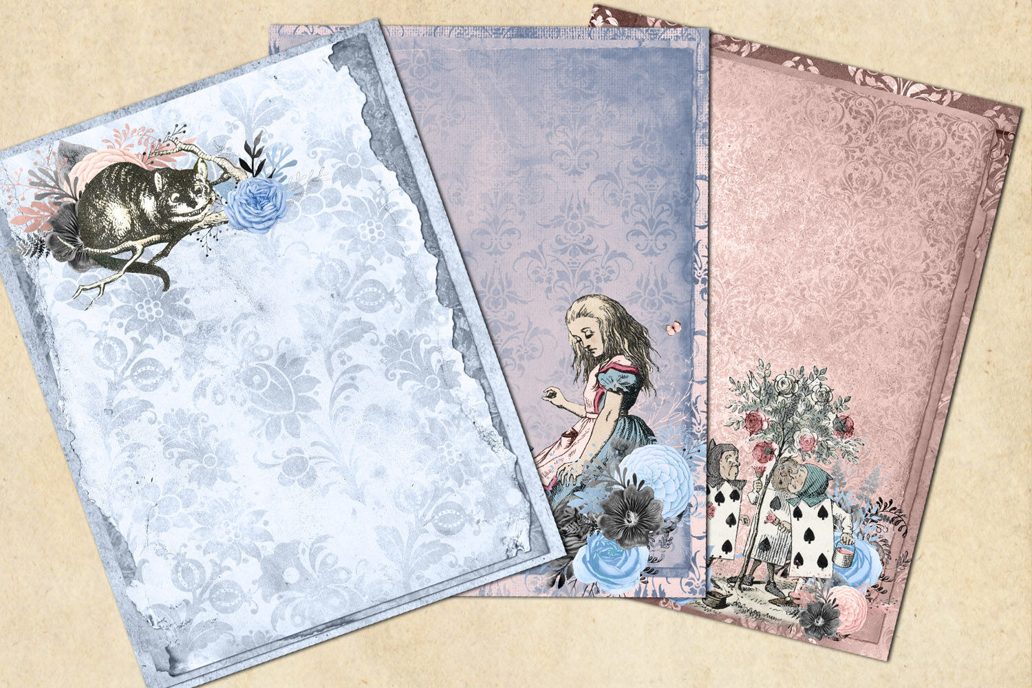 Download Dusty Blue and Blush Pink Alice Notebook Paper By Digital ...